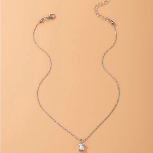 Cubic Zirconia Square Necklace - Picture 5 of 7